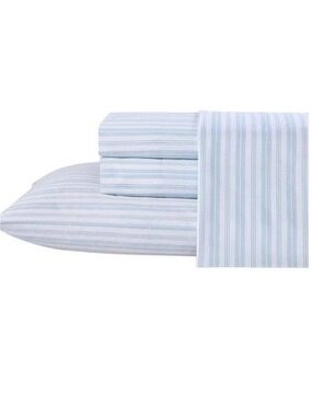 Laura Ashley Fern Blue Stripe King
300TC Cotton Sateen Sheet Set NWT